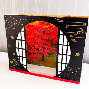 Escena decorativa Ventana de otoño japonés