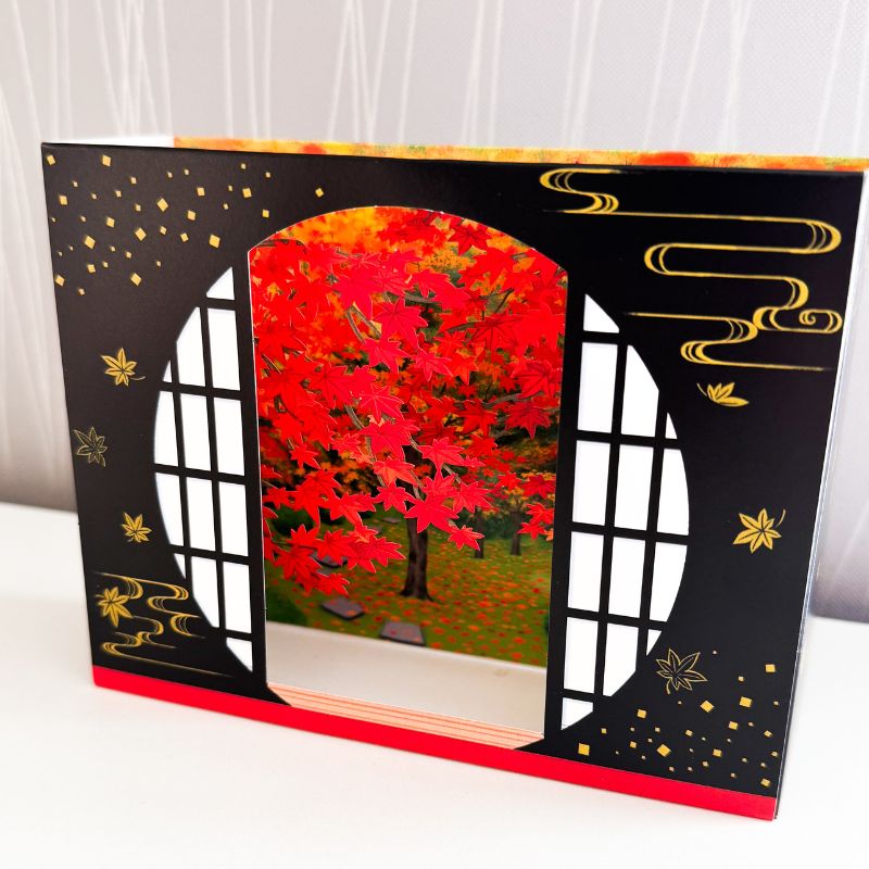 Escena decorativa Ventana de otoño japonés